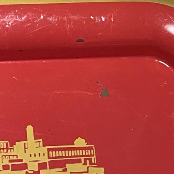 VTG Belding Michigan Centennial Metal Tray 1857-1957 - Red & Gold - Picture 9 of 11